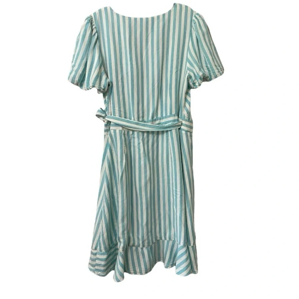 Draper James Puff Sleeves Striped Wrap Dress